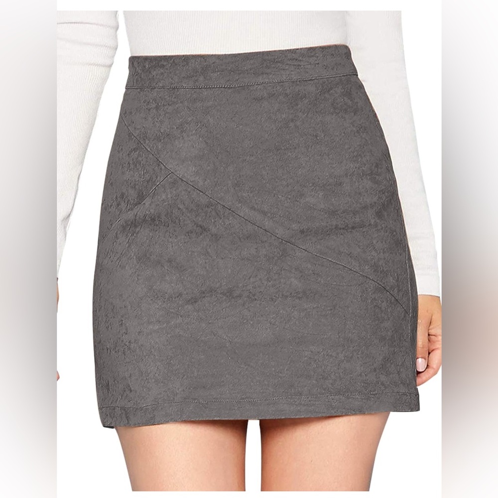 MANGOPOP Mini Faux Suede High Waisted Skirt